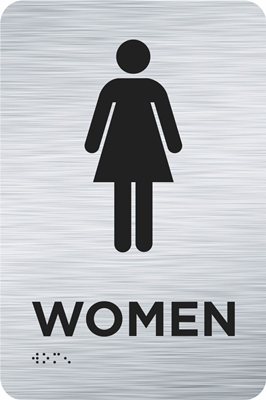 9in x 6in Women Brushed Silver Raised Text with Braille